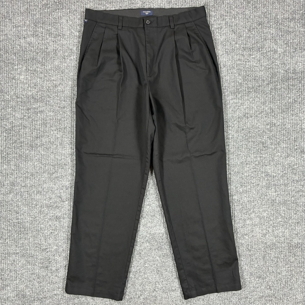Dockers Stain Defender Pants Mens Size W36" Black Pleated Front Individual Fit